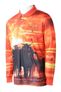 P1261 A large number of custom-made men's sublimation custom orange printed long-sleeved Polo shirts reverse collar sublimation sublimation garment factory Australian equestrian school